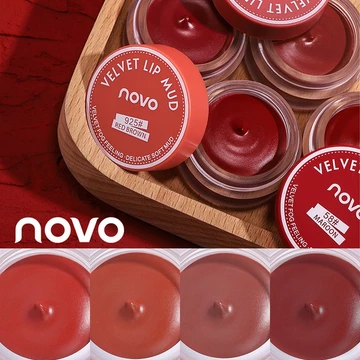 Novo Son môi dạng thạch đóng hộp Bùn môi với công dụng kép trên và má Son bóng li Son bóng môi