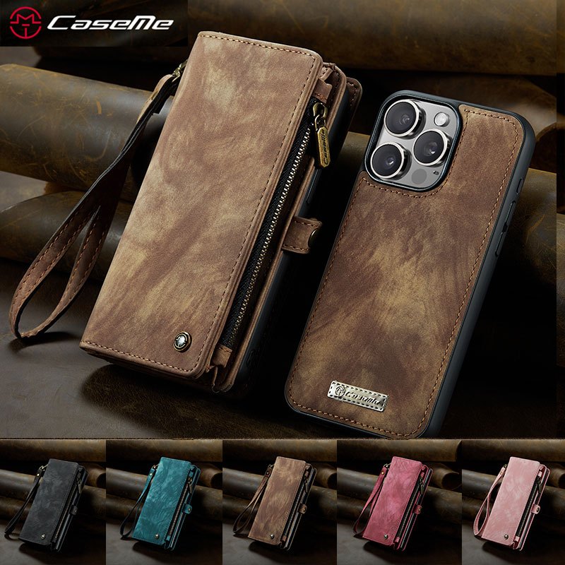 Custodia in Pelle con Cerniera Flip per iPhone 14 Plus 13 12 Mini 11 Pro XS Max XR X Antiurto Forte Portafoglio Magnetico Card Phone Bag Cover,Blu,Per iPhone 6 6s