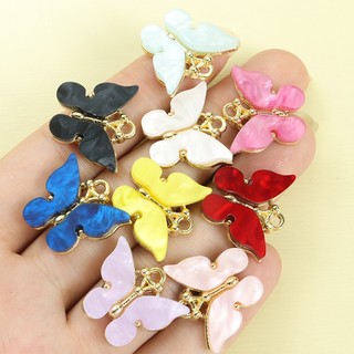 10 Chiếc Sống Động Nhiều Màu Acrylic Bướm Quyến Rũ DIY Đa Năng Vòng Cổ Bông Tai Móc Khóa Trang Trí Sân Vườn Mặt Dây Hợp Kim Xuân Hè Trang Sức Phong Cách Thủ Công Làm Phụ Kiện