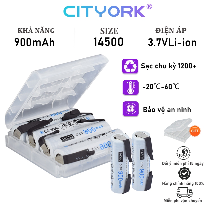 Pin sạc CITYORK 14500 Pin Lithium 3.7V Pin AA 900mAh laser Con trỏ Pin ...