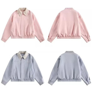 Áo khoác nam GKSSS kiểu Mỹ cổ điển dáng rộng da lộn thiết kế màu sắc tương phản áo khoác bóng chày