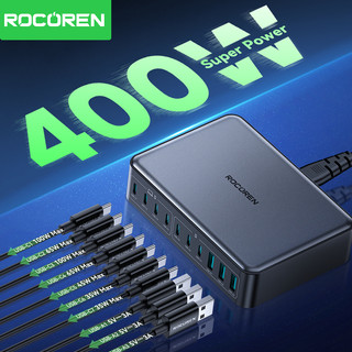 Rocoren 400W 7C + 3A Bộ sạc máy tính để bàn sạc nhanh PD QC.0 PPS SCP Sạc nhanh cho điện thoại, máy tính xách tay