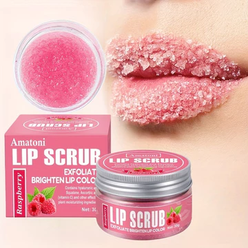 Tẩy tế bào chết môi thơm Raspberry 30g / 1.06oz, Chăm sóc môi tẩy tế bào chết & dưỡng ẩm với cây Squalane, Loại bỏ da chết, Làm sáng màu môi, Công thức dưỡng ẩm cho Li mịn màng, sảng khoái