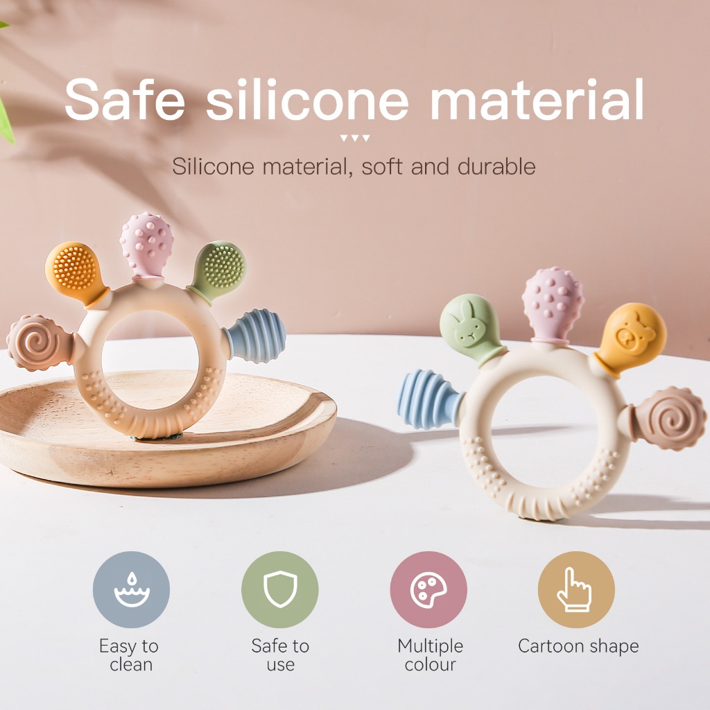 Ảnh Bé Silicone Miếng Dán Hình Động Vật Bé Răng Hàm Đồ Chơi Làm Dịu Mọc Răng Cắn Đồ Chơi BPA MIỄN PHÍ Cấp Thực Phẩm 1