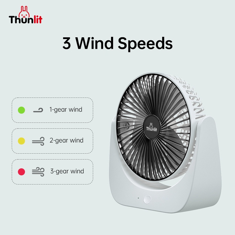 Ảnh Quạt để bàn Thunlit 6 inch sạc USB 1250mah 3 mức tốc độ 3