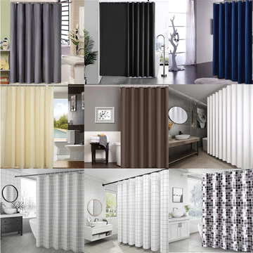 Chất Lượng Cao 180/200/220/240CM Rèm Tắm Màu Trơn Rèm Tắm Chống Thấm Nước Phòng Tắm Rèm Cửa Nhà Tắm Bằng Polyester Dày Dặn Màu Đen Xám Trắng Xanh Dương Nâu Be Chống Thấm Nước Chống Nấm Mốc Rèm Tắm Rèm