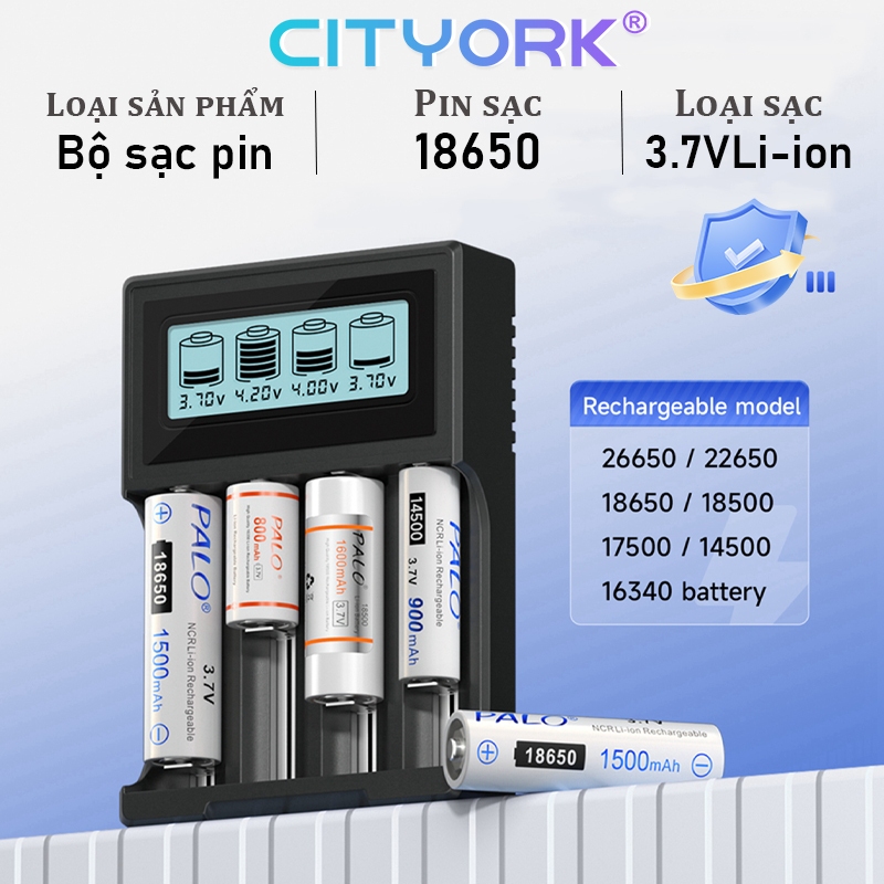 Bộ sạc pin CITYORK 18650 kèm sạc đa năng cho pin 18650 20700 21700 ...