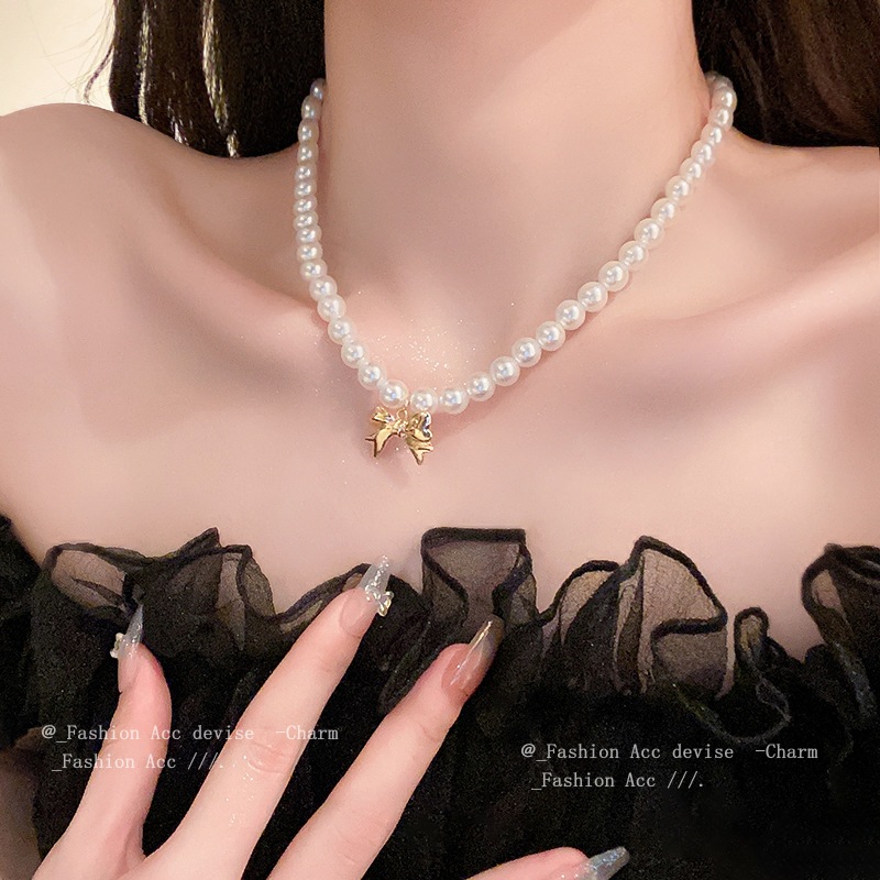 Vòng cổ choker ngọc trai baroque dây thiết kế đơn giản, trang sức thời trang