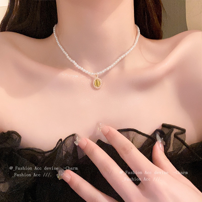 Vòng cổ choker ngọc trai baroque dây thiết kế đơn giản, trang sức thời trang
