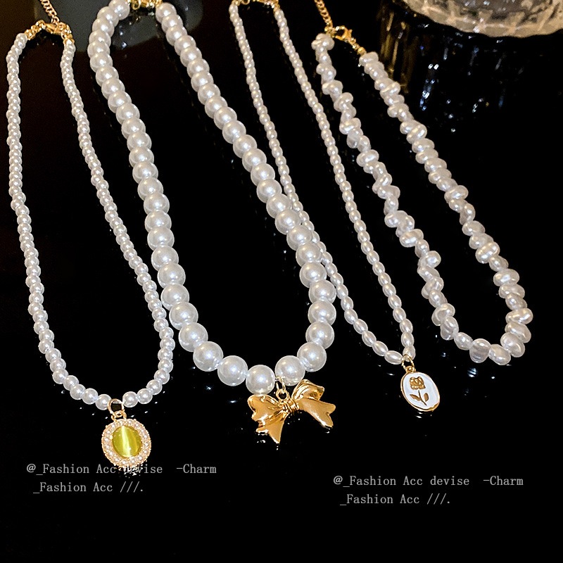 Vòng cổ choker ngọc trai baroque dây thiết kế đơn giản, trang sức thời trang