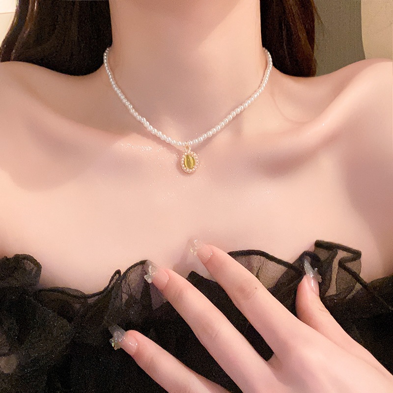 Vòng cổ choker ngọc trai baroque dây thiết kế đơn giản, trang sức thời trang