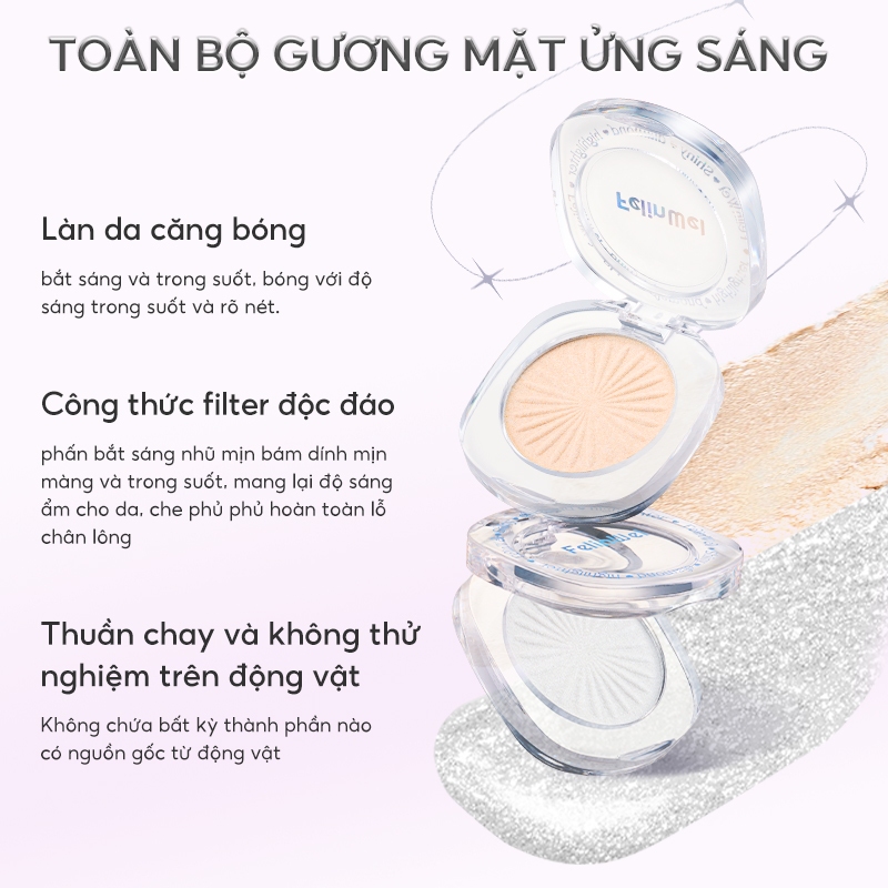 FelinWel - Phấn Bắt Sáng Filter Ánh Lấp Lánh Cường Độ Cao, Kết Cấu Siêu Mịn Lâu Trôi, 2 Màu Tùy Chọn