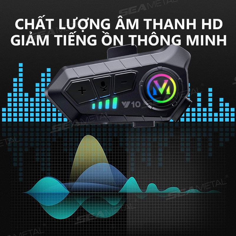 Tai Nghe Liên Lạc Bluetooth SEAMETAL5.3 Chống Nước Ipx6 Bộ Đàm Gắn Mũ Bảo Hiểm Gắn Mũ Bảo Hiểm Xe Mô Tô