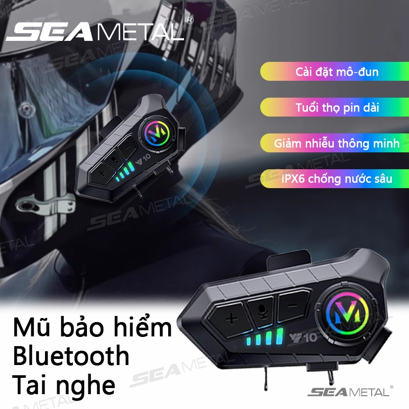 Tai Nghe Liên Lạc Bluetooth SEAMETAL5.3 Chống Nước Ipx6 Bộ Đàm Gắn Mũ Bảo Hiểm Gắn Mũ Bảo Hiểm Xe Mô Tô