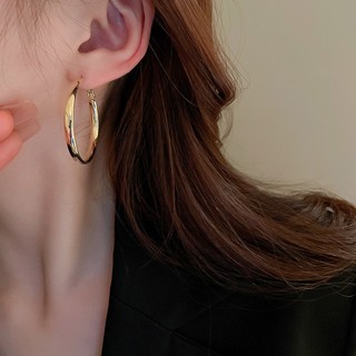Bông Tai Kim Loại Hình Tròn Trơn Phong Cách Hàn Quốc, Cao Cấp, Phù Hợp Bán Buôn