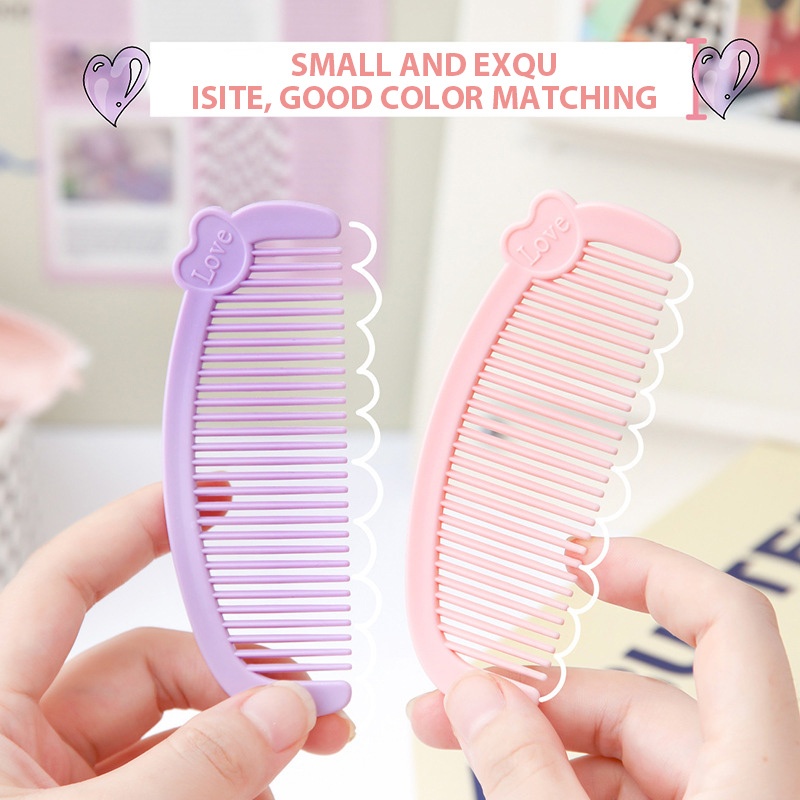 🍭Candy🍭Lược nhựa mini bán nguyệt nhiều màu sắc xinh xắn dễ thương Love, lược nhỏ xinh cho bạn gái