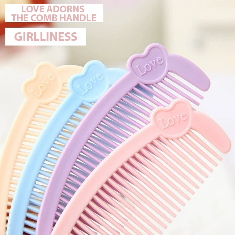 🍭Candy🍭Lược nhựa mini bán nguyệt nhiều màu sắc xinh xắn dễ thương Love, lược nhỏ xinh cho bạn gái