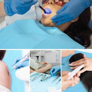 125 Cái / túi Khăn Lau Nha Khoa Dùng Một Lần Khăn Ngực Nha Sĩ Yếm Hình Xăm Sạch Miếng Lót Nha Khoa Chống Thấm Nước Khăn Ăn Hình Xăm Phụ Kiện Mới