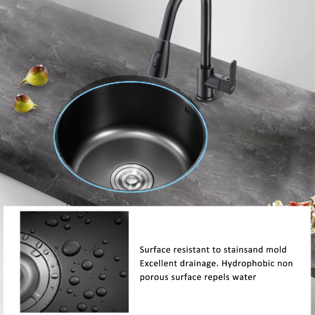 Tessa. Bồn Rửa Nhà Bếp Tròn Mini Thanh Chậu Bát Inox Đơn Có Ống Xả Phụ ...