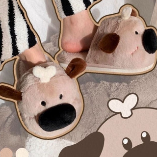 XIXITIAO Dép Cotton Vui Nhộn Chó Con Nam Nữ Cặp Đôi Nhà Ấm Áp Dễ Thương Lông