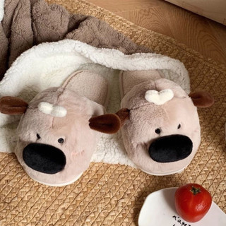 XIXITIAO Dép Cotton Vui Nhộn Chó Con Nam Nữ Cặp Đôi Nhà Ấm Áp Dễ Thương Lông