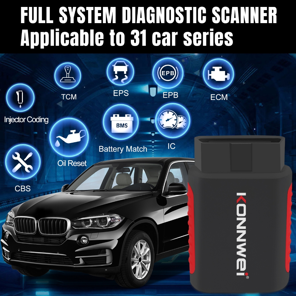 Konnwei KDIAG Bluetooth 5.0 OBD2 Xe Máy Quét Toàn Hệ Thống Động Cơ ABS Túi Khí Lỗi Đặt Lại Rõ Ràng Thích Hợp Cho Xe Máy BMW Honda OBD ELM 327 Công Cụ Máy Quét Cho Android / IOS