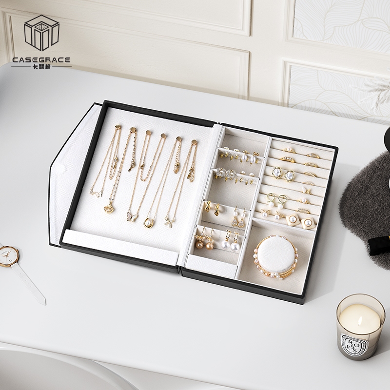 Casegrace Hộp Trang Sức Người Tổ Chức Với Mirrior Hộp Trang Sức Với Thiết Kế Sách Ma Thuật Hộp Đựng Trang Sức Cho Bông Tai Vòng Cổ Nhẫn Lưu Trữ Cho Nữ