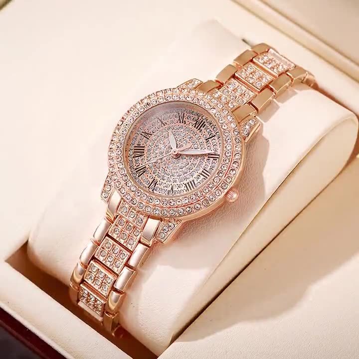 Đồng hồ thạch anh nữ đính kim cương Full Diamond Họa tiết La Mã Đồng hồ nữ thời trang Đồng hồ nữ