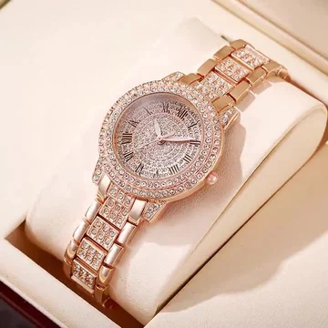 Đồng hồ thạch anh nữ đính kim cương Full Diamond Họa tiết La Mã Đồng hồ nữ thời trang Đồng hồ nữ