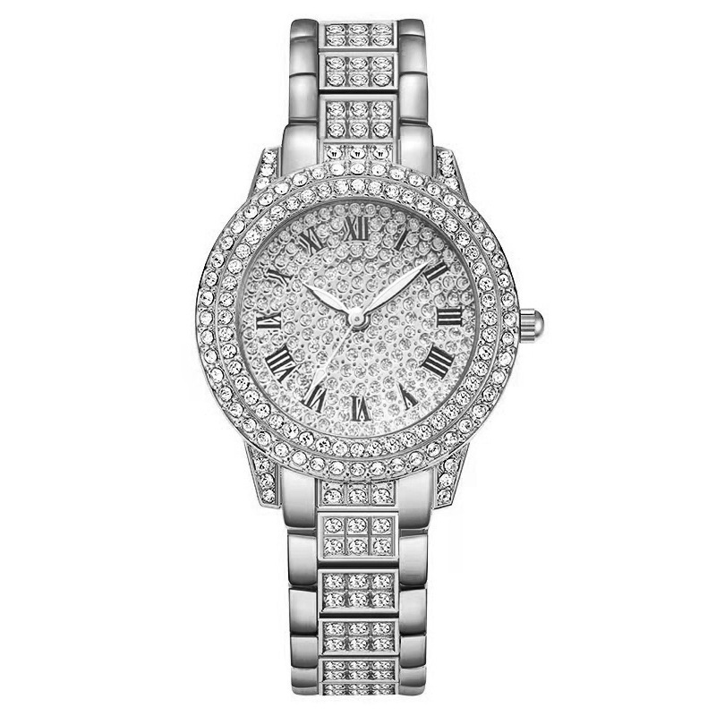Đồng hồ thạch anh nữ đính kim cương Full Diamond Họa tiết La Mã Đồng hồ nữ thời trang Đồng hồ nữ