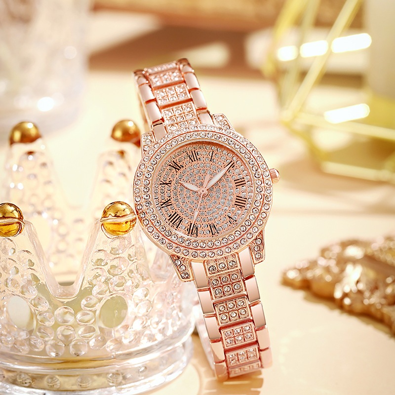 Đồng hồ thạch anh nữ đính kim cương Full Diamond Họa tiết La Mã Đồng hồ nữ thời trang Đồng hồ nữ