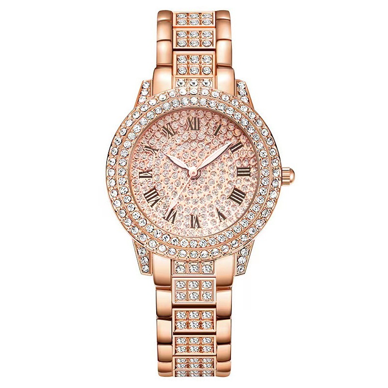 Đồng hồ thạch anh nữ đính kim cương Full Diamond Họa tiết La Mã Đồng hồ nữ thời trang Đồng hồ nữ