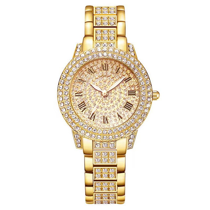 Đồng hồ thạch anh nữ đính kim cương Full Diamond Họa tiết La Mã Đồng hồ nữ thời trang Đồng hồ nữ