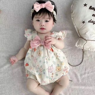 Quần áo bé gái sơ sinh Quần áo Cotton in hoa dễ thương Bộ áo liền quần Cotton in đầy đủ cho trẻ mới biết đi & trẻ sơ sinh Quần áo ngoài trời cho bé gái