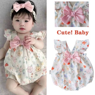Quần áo bé gái sơ sinh Quần áo Cotton in hoa dễ thương Bộ áo liền quần Cotton in đầy đủ cho trẻ mới biết đi & trẻ sơ sinh Quần áo ngoài trời cho bé gái