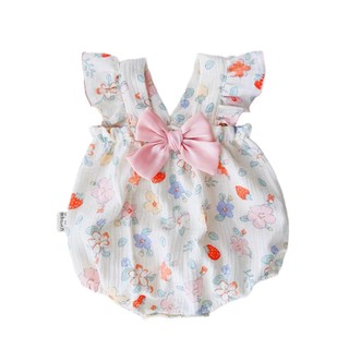 Quần áo bé gái sơ sinh Quần áo Cotton in hoa dễ thương Bộ áo liền quần Cotton in đầy đủ cho trẻ mới biết đi & trẻ sơ sinh Quần áo ngoài trời cho bé gái