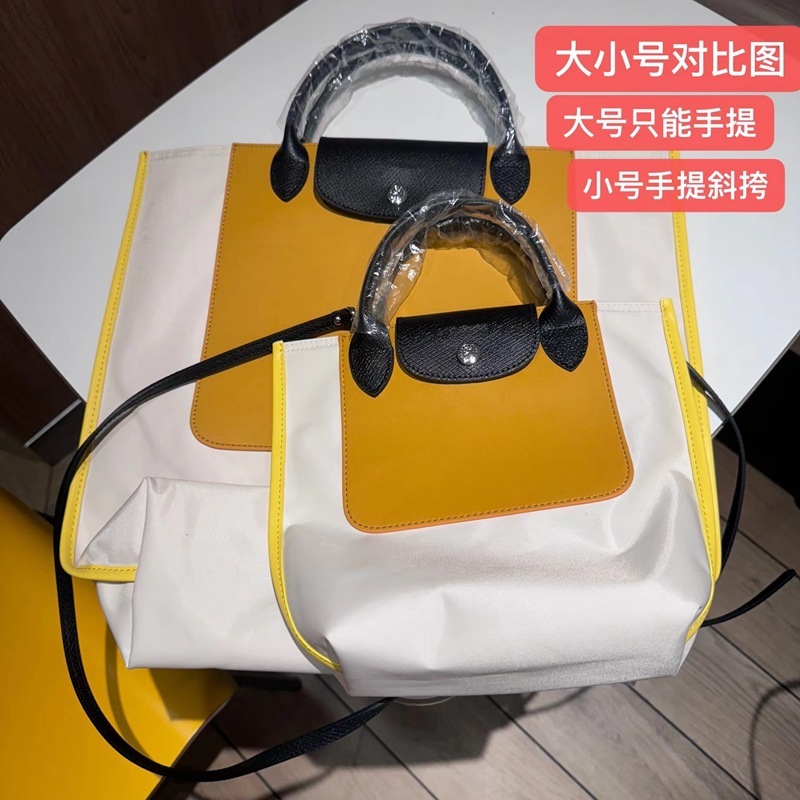 War Horse Mới Nylon Ghép Da Đơn Vai Vuông Túi Cầm Tay Da Bò Bánh Bao