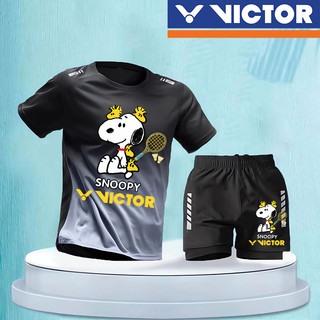 Bộ đồ cầu lông Victor 2024, áo thun khô nhanh, quần short, vải lụa băng, mùa hè, unisex, áo+quần
