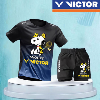 Bộ đồ cầu lông Victor 2024, áo thun khô nhanh, quần short, vải lụa băng, mùa hè, unisex, áo+quần