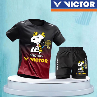 Bộ đồ cầu lông Victor 2024, áo thun khô nhanh, quần short, vải lụa băng, mùa hè, unisex, áo+quần
