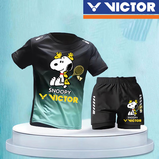 Bộ đồ cầu lông Victor 2024, áo thun khô nhanh, quần short, vải lụa băng, mùa hè, unisex, áo+quần