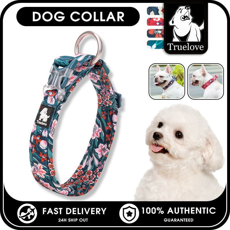 TRUELOVE Hoa Cotton Cổ Chó Có Thể Điều Chỉnh Vòng Cổ Thú Cưng Đệm Mềm Cho Thú Cưng Chó Con Vòng Cổ Cho Nhỏ Vừa Lớn Giống Cổ Cơ Bản