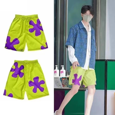 ThaliaWisp Quần short Spongebob và Pie Big Star khô nhanh chóng và hoàn hảo khi đi bộ trên bãi biển. Thời trang mùa hè, phong cách Hawaii, unisex. Bãi biển ngắn