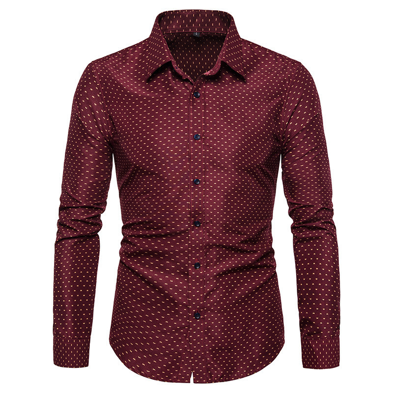 Áo sơ mi nam Cotton mới in hình mùa hè Áo sơ mi công sở dài tay họa tiết hoa