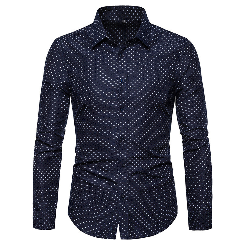 Áo sơ mi nam Cotton mới in hình mùa hè Áo sơ mi công sở dài tay họa tiết hoa