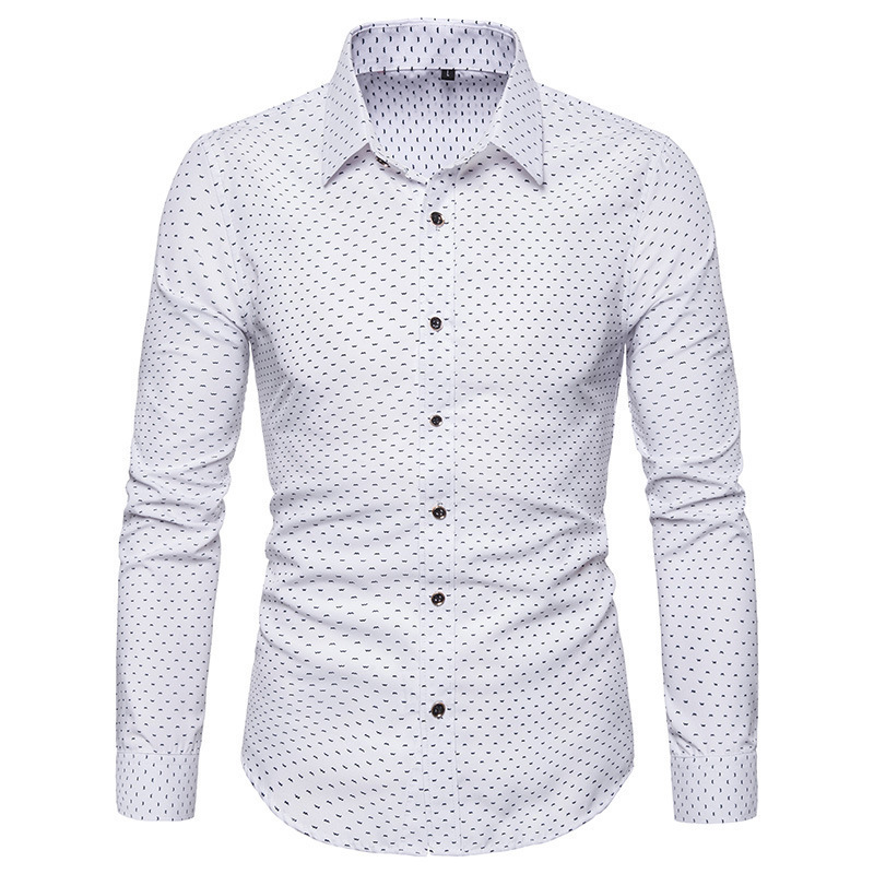 Áo sơ mi nam Cotton mới in hình mùa hè Áo sơ mi công sở dài tay họa tiết hoa