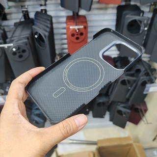 Từ Tính Thật Aramid Sợi Carbon Ốp Lưng Điện Thoại iPhone 16 Pro Max 16 Plus Ống Kính Kim Loại Vòng Khung Hỗ Trợ Sạc Không Dây
