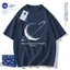 Áo thun NASA，áo thun ngắn tay hành tinh vũ trụ, cotton, dáng rộng, unisex