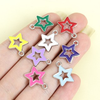 10 Chiếc Thời Trang Nhiều Màu Rỗng Pentagram Men Nhỏ Giọt Dầu Quyến Rũ Dopamine Đồ Trang Trí Phụ Kiện Đơn Giản Đa Năng Vòng Cổ Vòng Tay Bông Tai Dây Xích Điện Thoại DIY Hình Ngôi Sao Mặt Dây Chuyền Hợp Kim