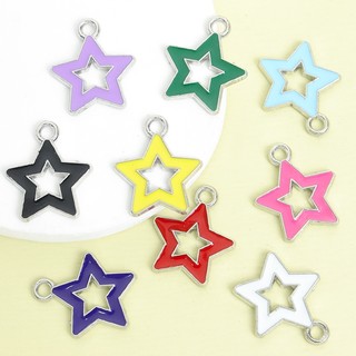 10 Chiếc Thời Trang Nhiều Màu Rỗng Pentagram Men Nhỏ Giọt Dầu Quyến Rũ Dopamine Đồ Trang Trí Phụ Kiện Đơn Giản Đa Năng Vòng Cổ Vòng Tay Bông Tai Dây Xích Điện Thoại DIY Hình Ngôi Sao Mặt Dây Chuyền Hợp Kim